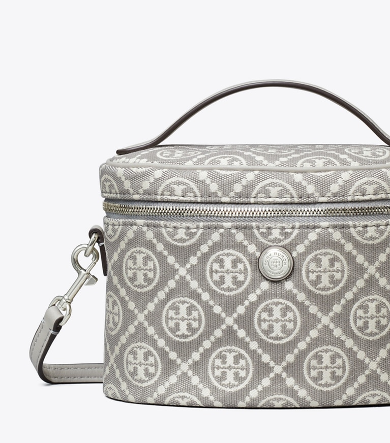 Tory Burch designer mini bags T Monogram Soft Vanity Case in Gray angle