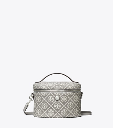 Tory Burch designer mini bags T Monogram Soft Vanity Case in Gray front