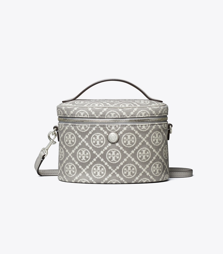 Tory Burch designer mini bags T Monogram Soft Vanity Case in Gray front