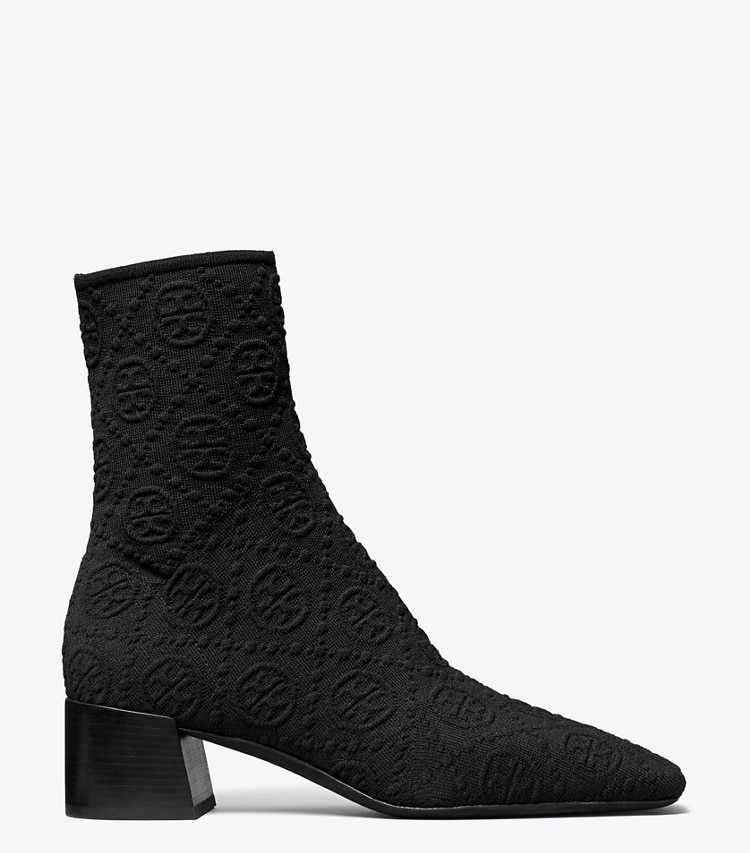 Tory Burch designer ankle boots T Monogram Stretch Ankle Boot in PERFECT BLACK side