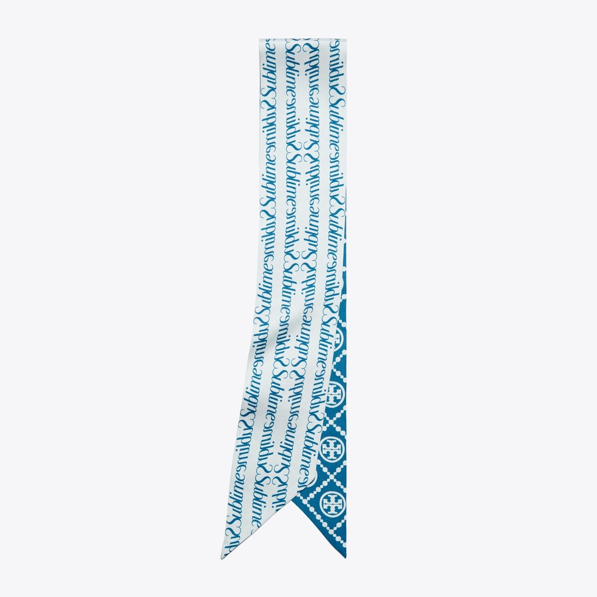 スカーフ TORY BURCH Medallion Logo Ribbon silk tie Ballpoint blue t-monogram-sublime-ribbon-tie-