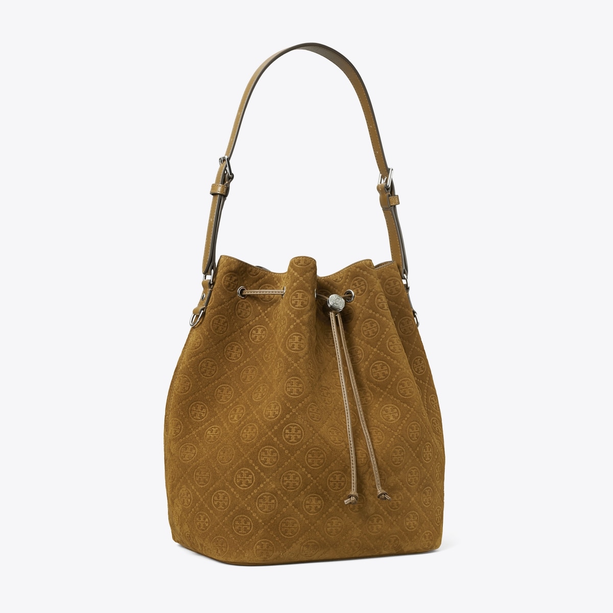 [ToryBurch] Tea Monogram Micro Bucket Bag【残りわずか】 T Monogram Coated Canvas Bucket Bag: Women's Handbags
