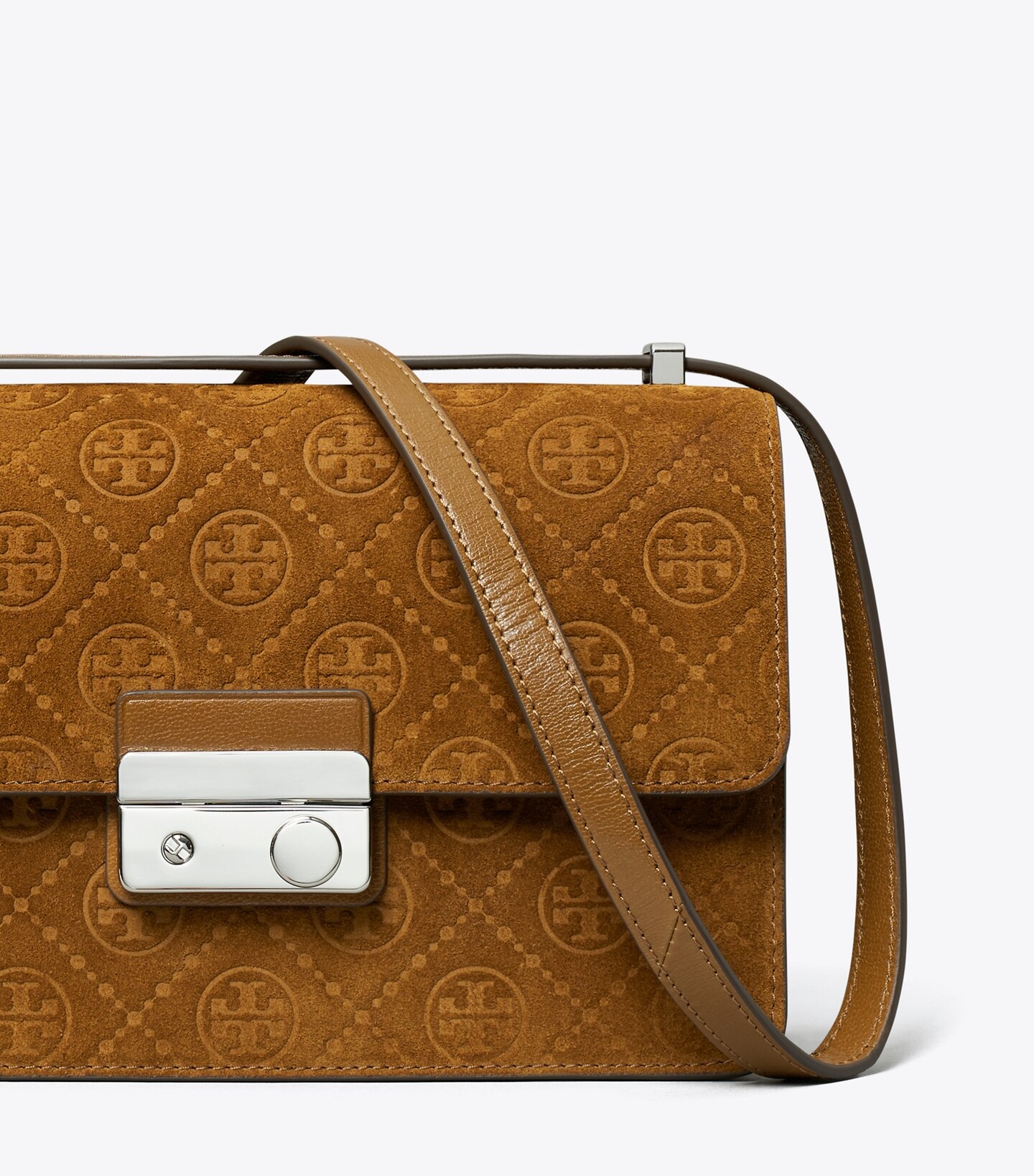 T Monogram Suede Shoulder Bag