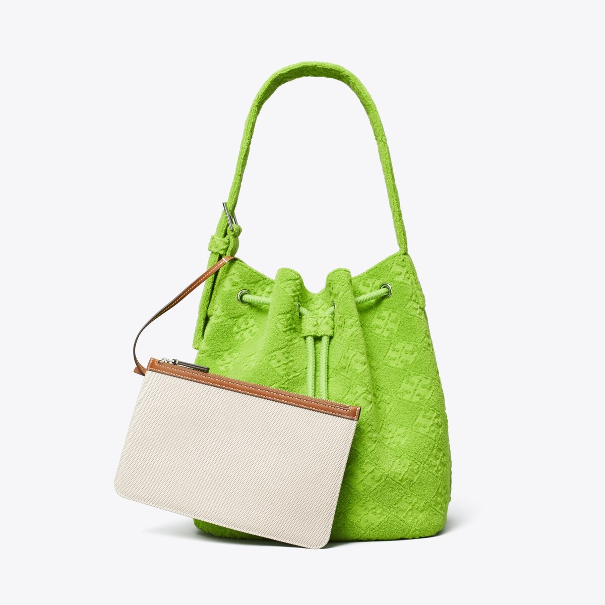トートバッグ TORY BURCH OVERSIZED T MONOGRAM TERRY BUCKET BAG t-monogram-terry-oversized-