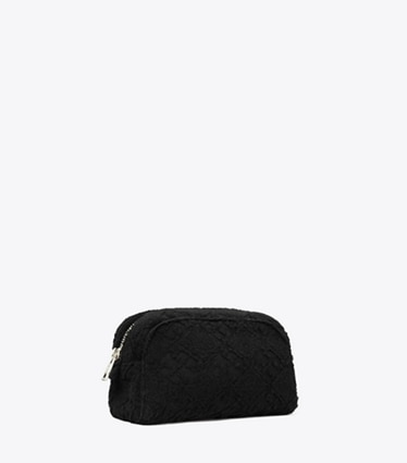 Tory Burch designer coin purses T Monogram Terry Pouch in Black angle