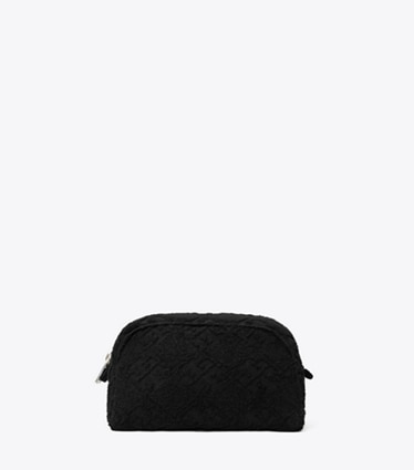 Tory Burch designer coin purses T Monogram Terry Pouch in Black front