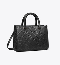T Monogram Contrast Embossed Top-Handle Tote: Women's