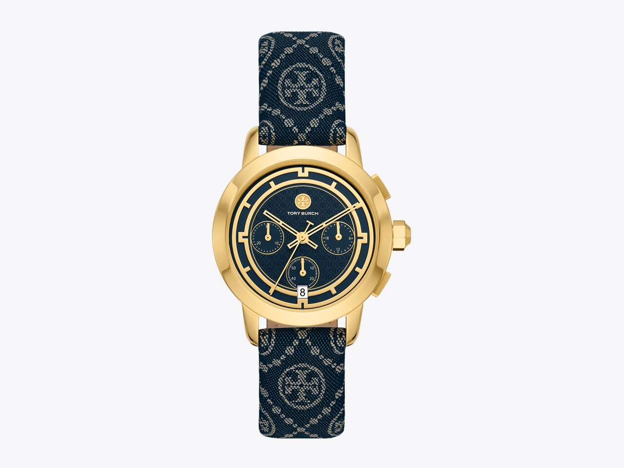 T Monogram Tory Watch, Leather/Gold-Tone Stainless Steel