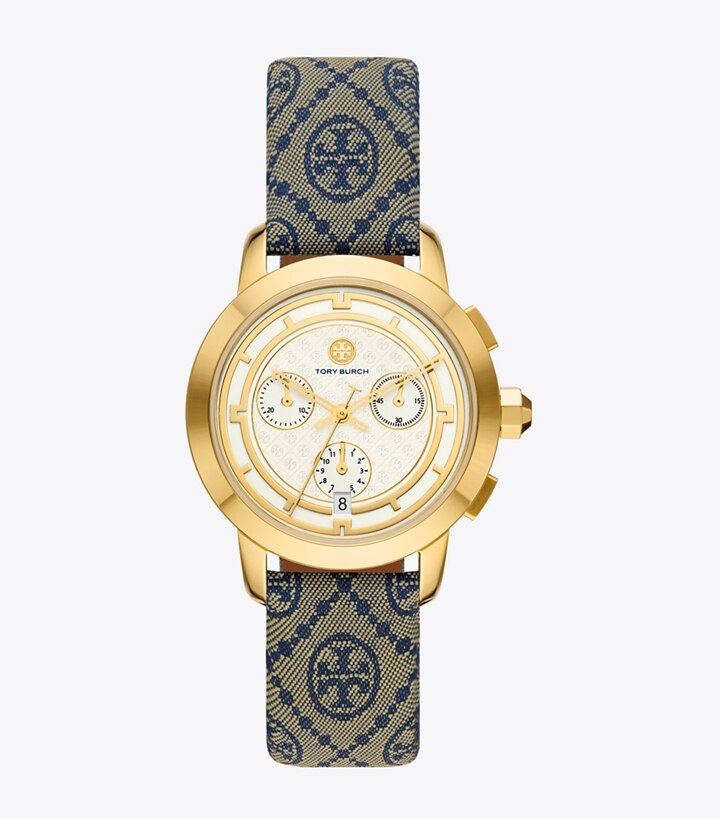 T Monogram Tory Watch, Navy/Gold-Tone Stainless Steel, 37 x 37 MM: Women's  Watches | Strap Watches | Tory Burch UK