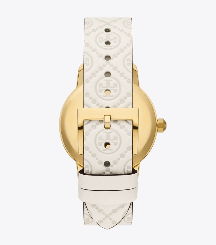 Tory Burch designer strap watches T Monogram Tory Watch in IVORY/GOLD back