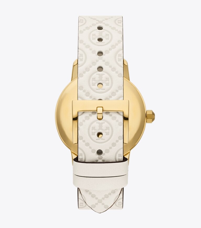 Tory Burch designer strap watches T Monogram Tory Watch in IVORY/GOLD front