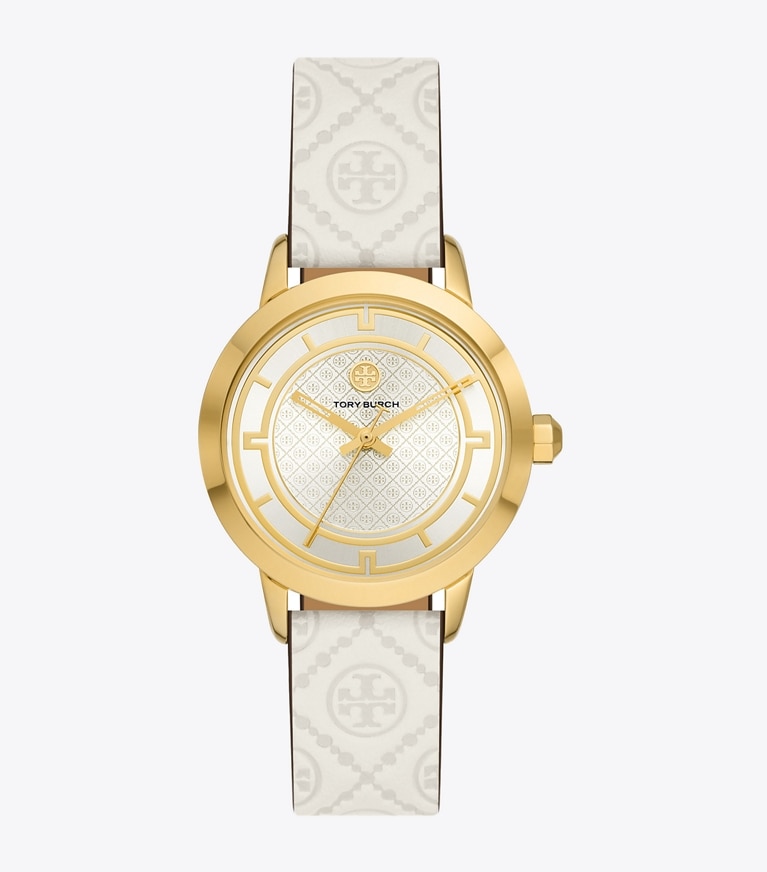 Tory Burch designer strap watches T Monogram Tory Watch in IVORY/GOLD front