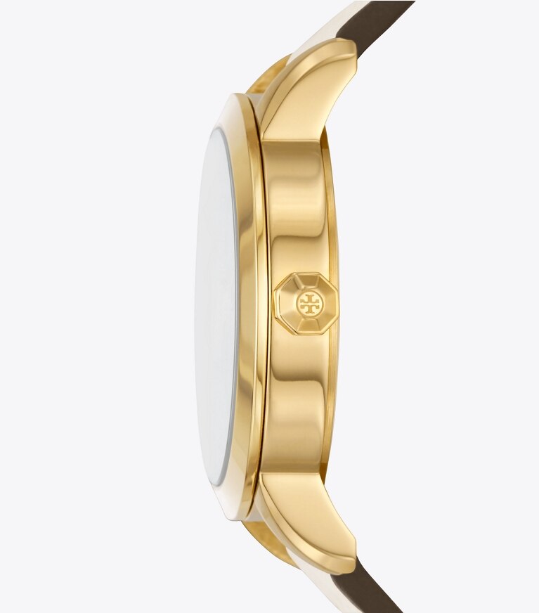 Tory Burch designer strap watches T Monogram Tory Watch in IVORY/GOLD front