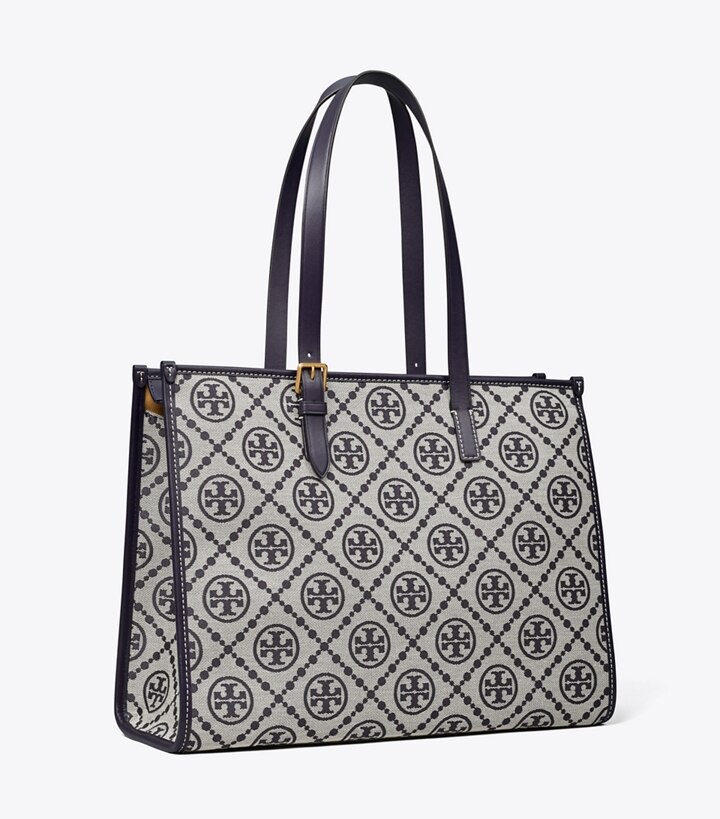 T Monogram Contrast Embossed Tote: Women's Designer Tote Bags