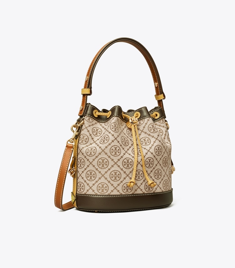 Tory Burch designer クロスボディバッグ Tモノグラム ユーティリティ バケットバッグ in Hazelnut Multi angle