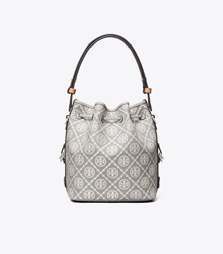 Tory Burch designer crossbody bags T Monogram Utility Bucket Bag in Gray back