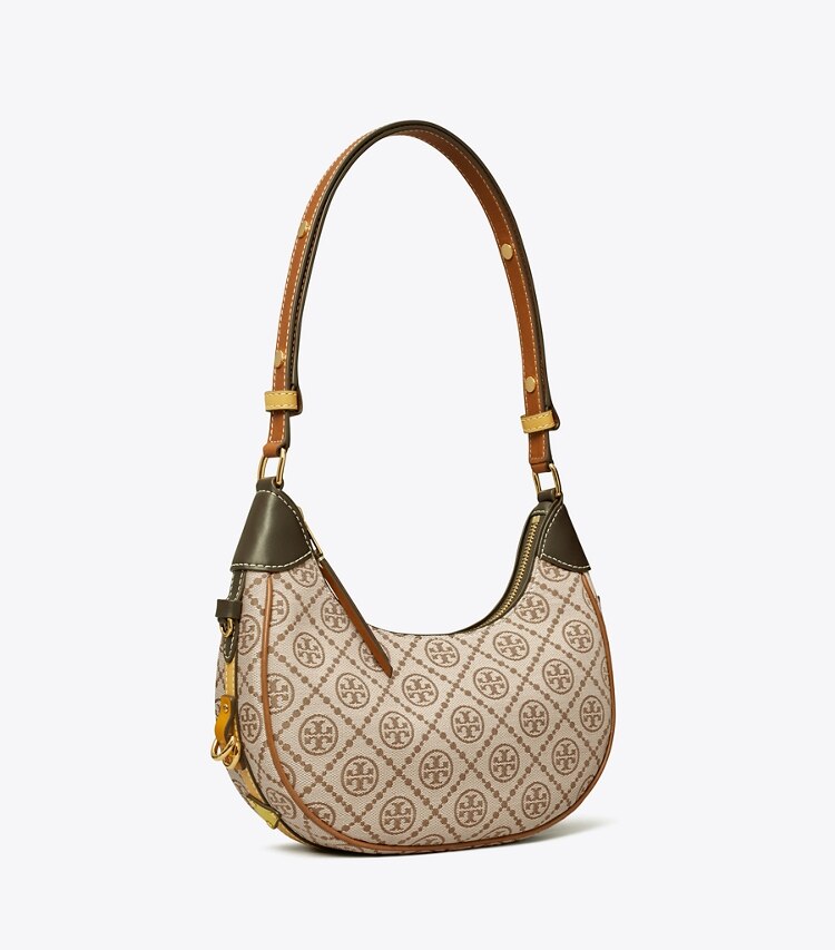 Tory Burch designer ショルダーバッグ Tモノグラム ユーティリティ クレッセントバッグ in Hazelnut Multi angle