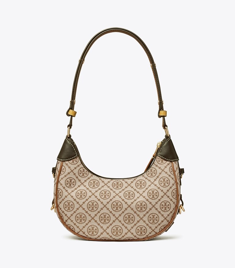 Tory Burch designer ショルダーバッグ Tモノグラム ユーティリティ クレッセントバッグ in Hazelnut Multi angle
