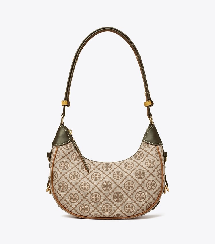 Tory Burch designer ショルダーバッグ Tモノグラム ユーティリティ クレッセントバッグ in Hazelnut Multi front