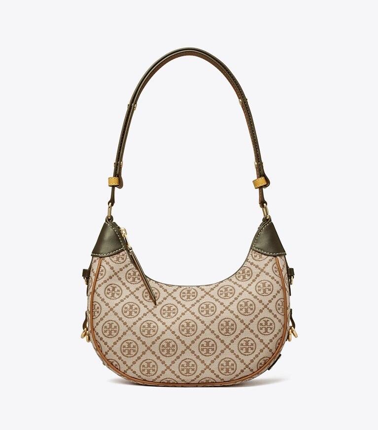 Tory Burch designer ショルダーバッグ Tモノグラム ユーティリティ クレッセントバッグ in Hazelnut Multi angle
