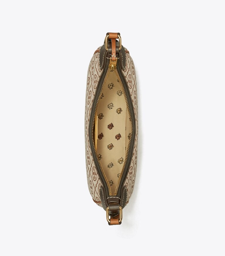 Tory Burch designer ショルダーバッグ Tモノグラム ユーティリティ クレッセントバッグ in Hazelnut Multi angle