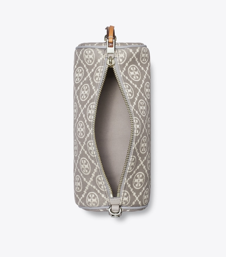 Tory Burch designer crossbody bags T Monogram Utility Cylinder Bag in Gray angle