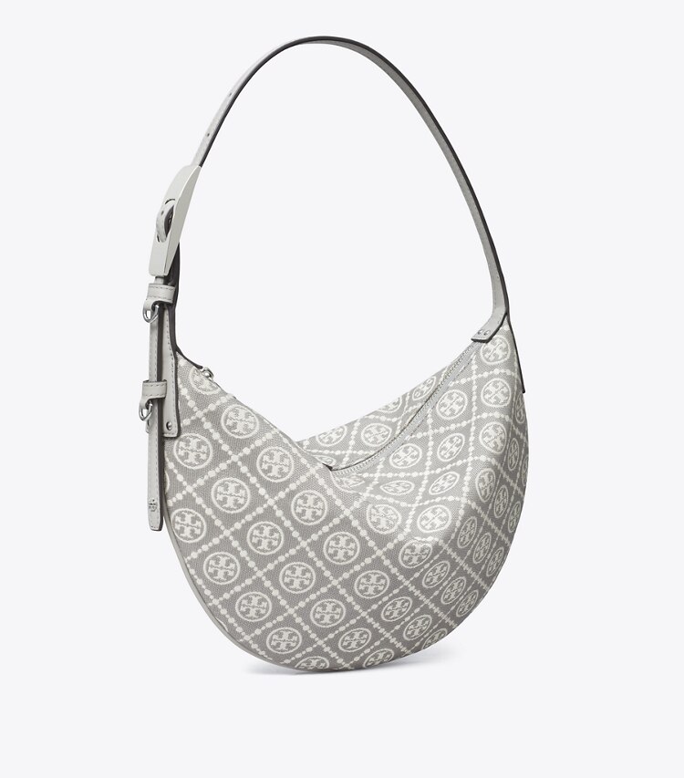 Tory Burch designer shoulder bags T Monogram Utility Small Balloon Bag in Gray angle