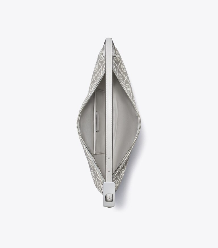 Tory Burch designer shoulder bags T Monogram Utility Small Balloon Bag in Gray angle
