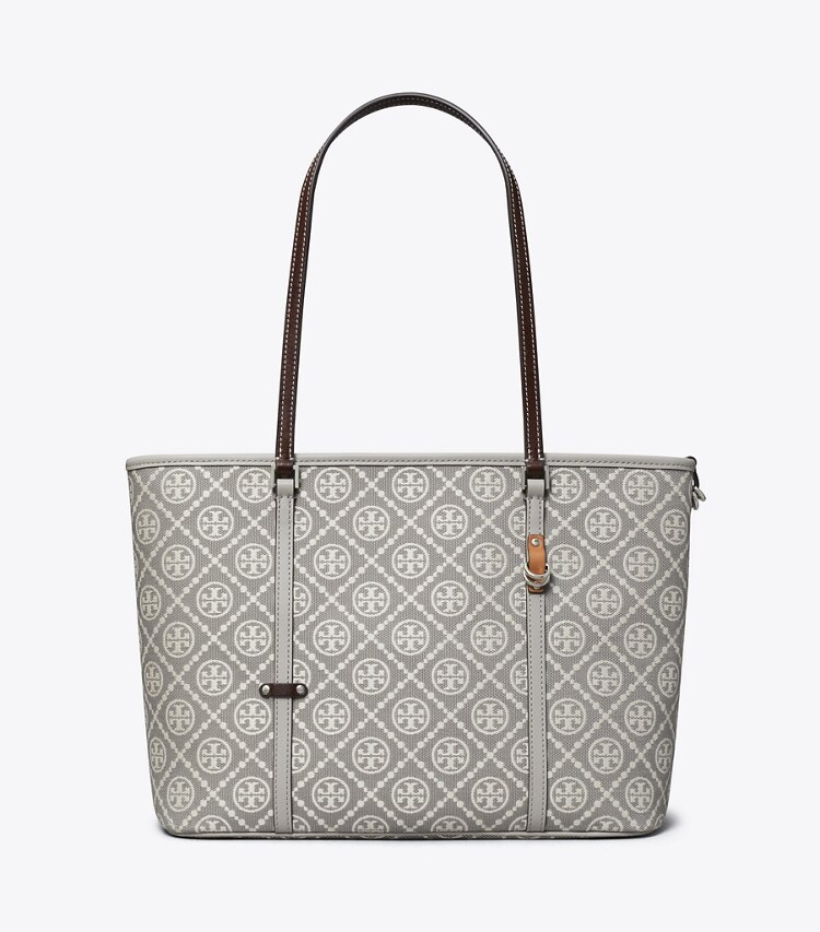 Tory Burch designer トートバッグ Tモノグラム ユーティリティ スモール ジップトートバッグ in Gray front