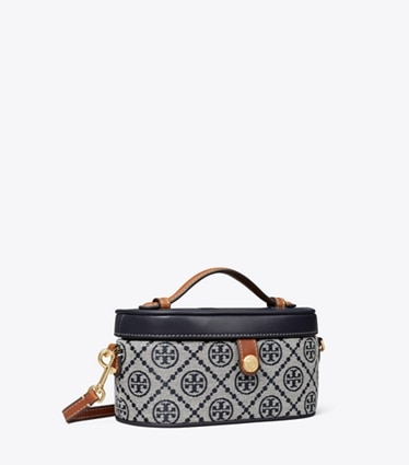Tory Burch designer mini bags T Monogram Vanity Case in Tory Navy angle