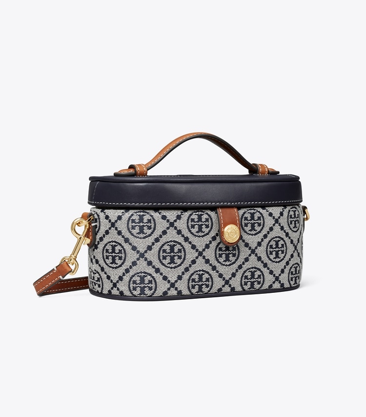 Tory Burch designer mini bags T Monogram Vanity Case in Tory Navy angle