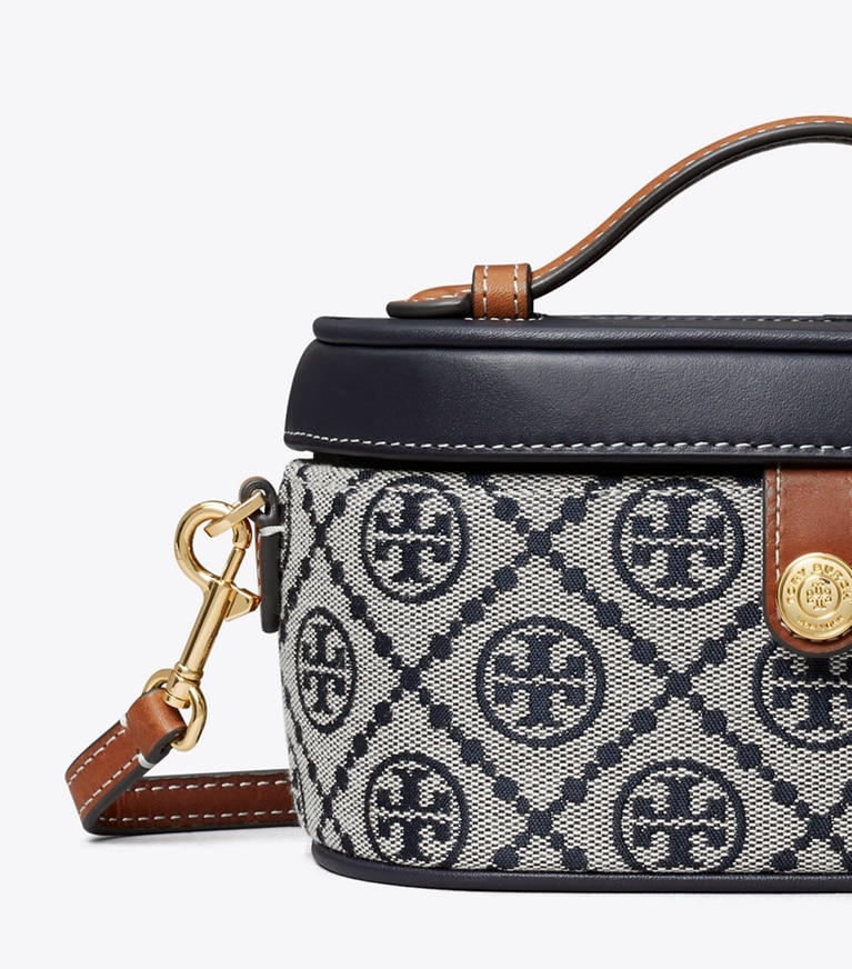 Tory Burch designer mini bags T Monogram Vanity Case in Tory Navy angle