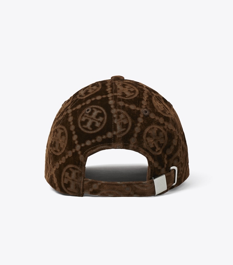 Tory Burch designer hats T Monogram Velvet Baseball Cap in Camello angle