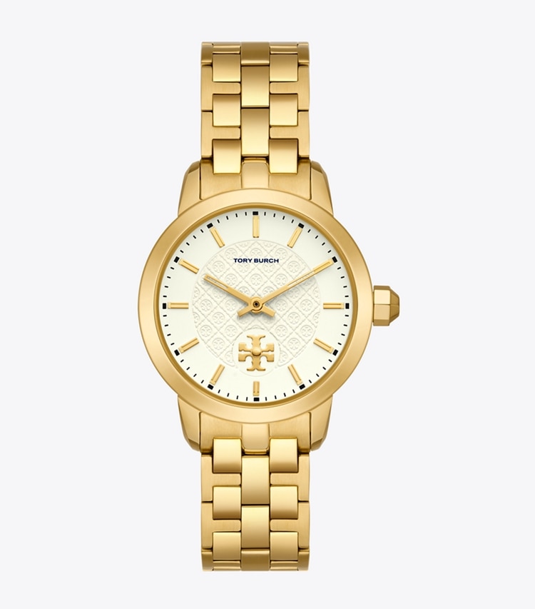 Tory Burch designer strap watches T Monogram Watch in IVORY/GOLD front