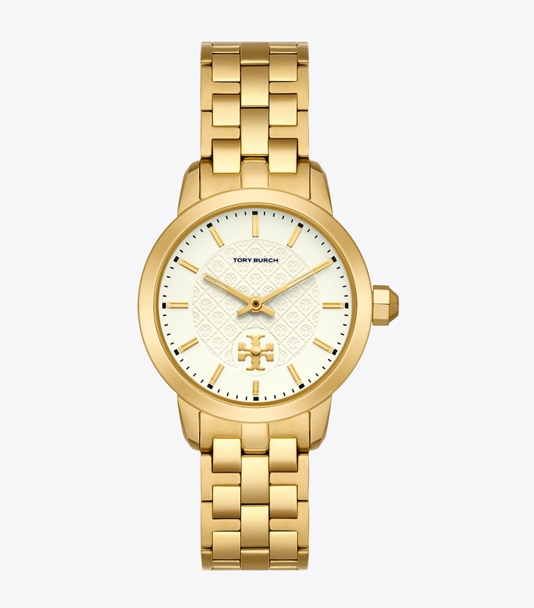 Tory Burch designer strap watches T Monogram Watch in IVORY/GOLD front