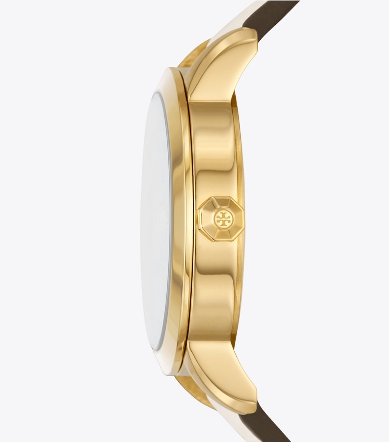 Tory Burch designer strap watches T Monogram Watch in IVORY/GOLD front
