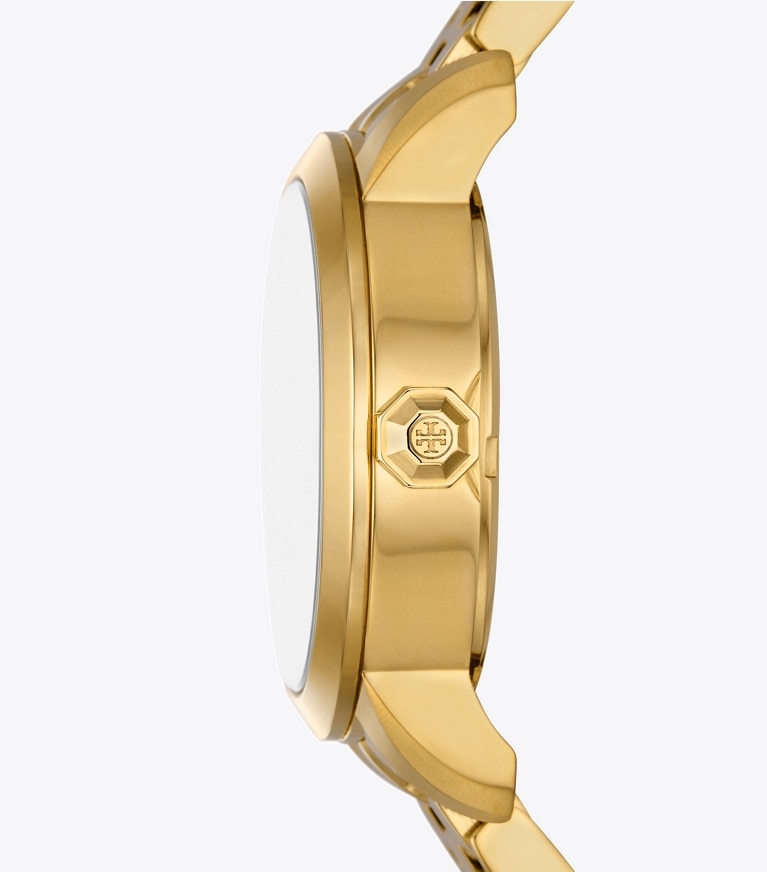 Tory Burch designer strap watches T Monogram Watch in IVORY/GOLD front
