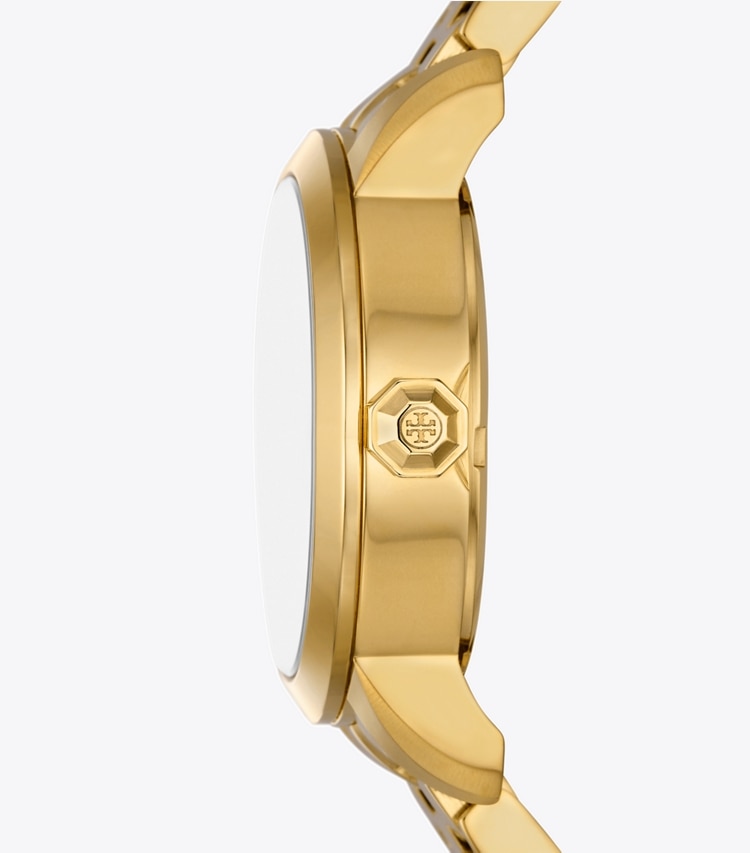 Tory Burch designer strap watches T Monogram Watch in CORAL/GOLD side