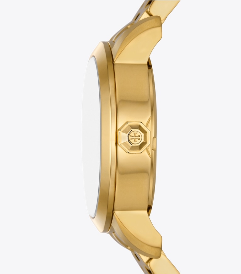 Tory Burch designer strap watches T Monogram Watch in CORAL/GOLD front