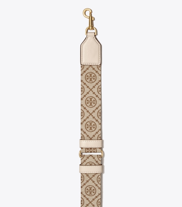 Tory Burch designer Tモノグラム ウェビングストラップ in Hazelnut ディテール