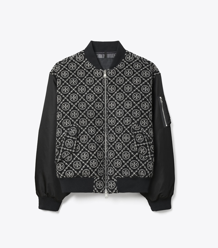 Tory Burch designer ジャケット Tモノグラム ウールジャガード ボンバージャケット in T Monogram Jacquard Combo D front