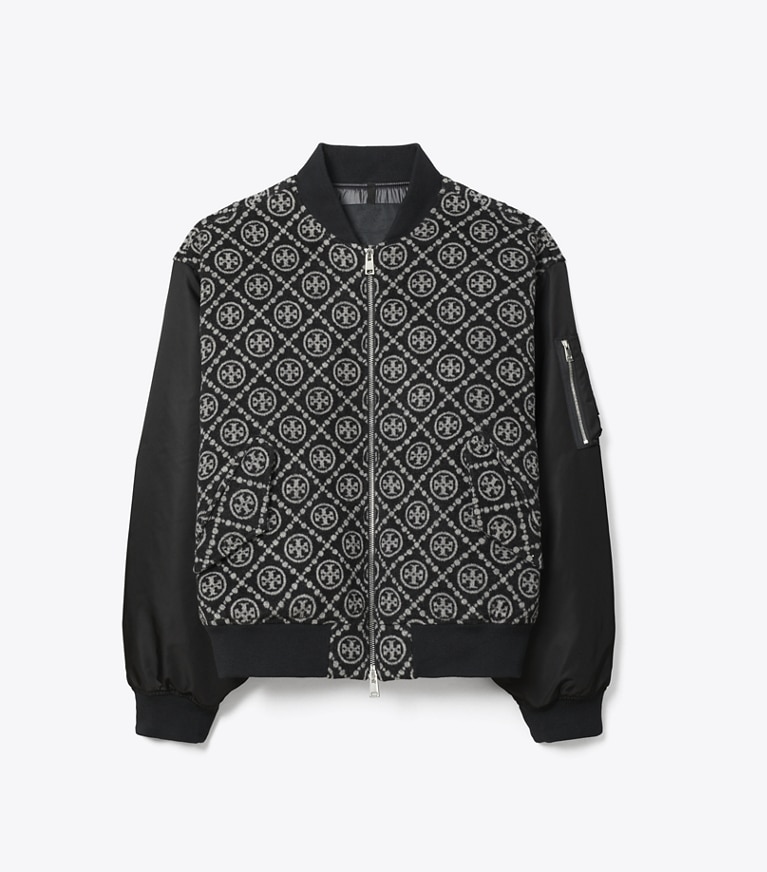 Tory Burch designer ジャケット Tモノグラム ウールジャガード ボンバージャケット in T Monogram Jacquard Combo D front