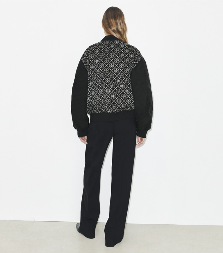 Tory Burch designer ジャケット Tモノグラム ウールジャガード ボンバージャケット in T Monogram Jacquard Combo D front