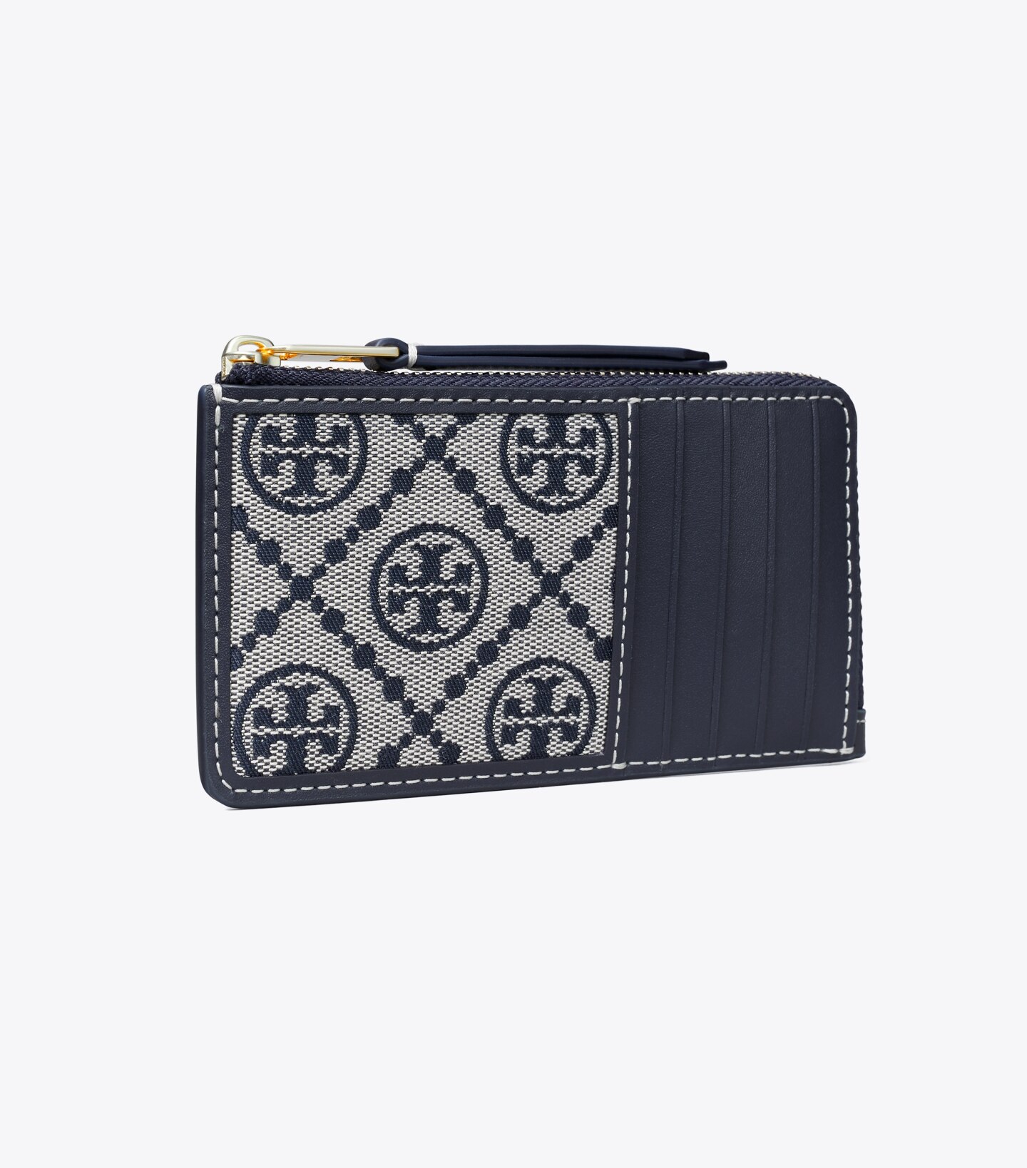 T Monogram Zip Card Case