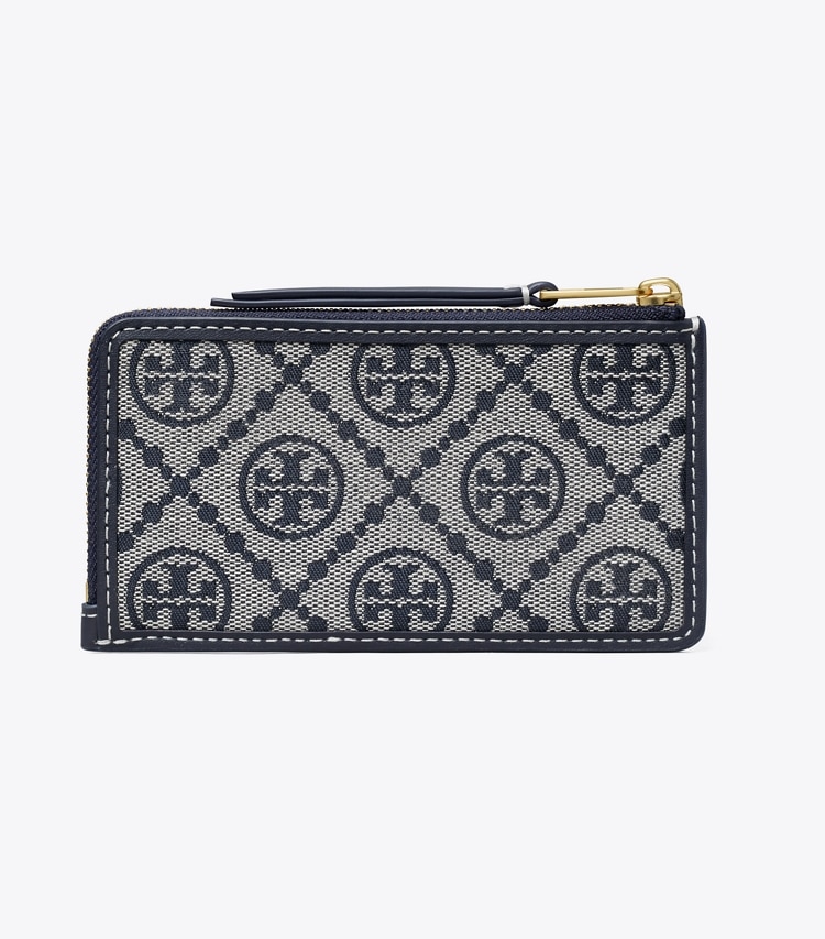 Tory Burch designer card cases T Monogram Zip Card Case in Tory Navy back