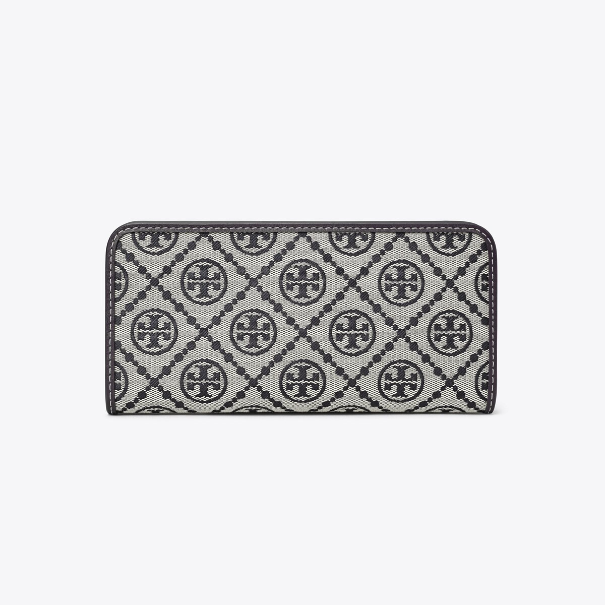 折りたたみ財布 TORY BURCH Leather and T monogram fabric wallet Tory navy T Monogram Zip Slim Wallet: Women's Designer Wallets | Tory