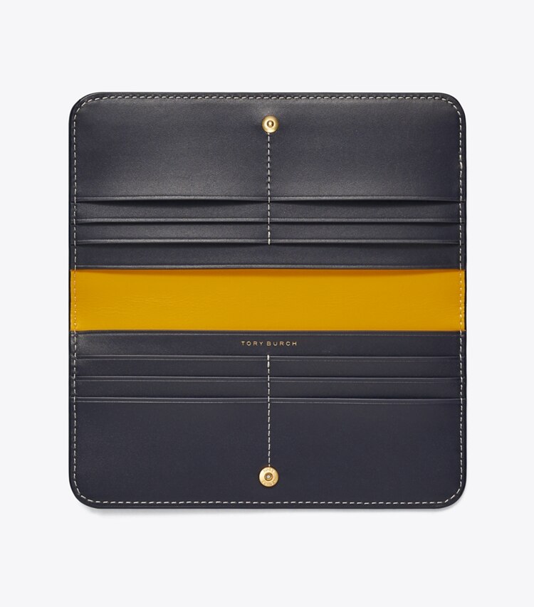 Tory Burch designer wallets T Monogram Zip Slim Wallet in Tory Navy overhead