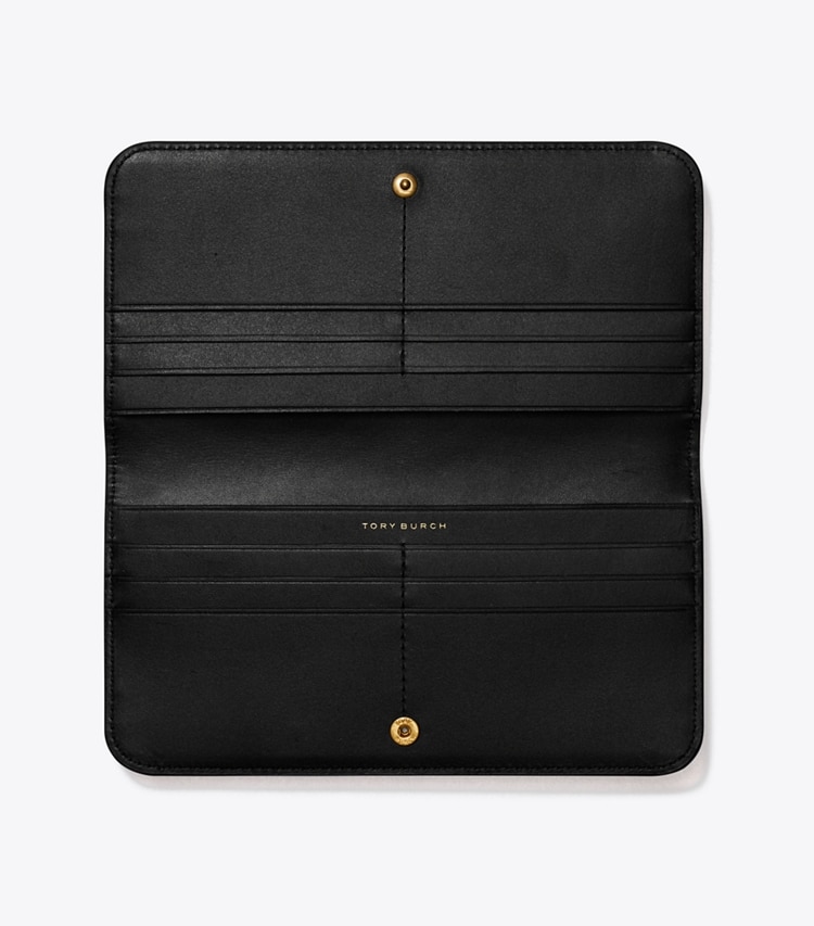 Tory Burch designer wallets T Monogram Zip Slim Wallet in Black overhead