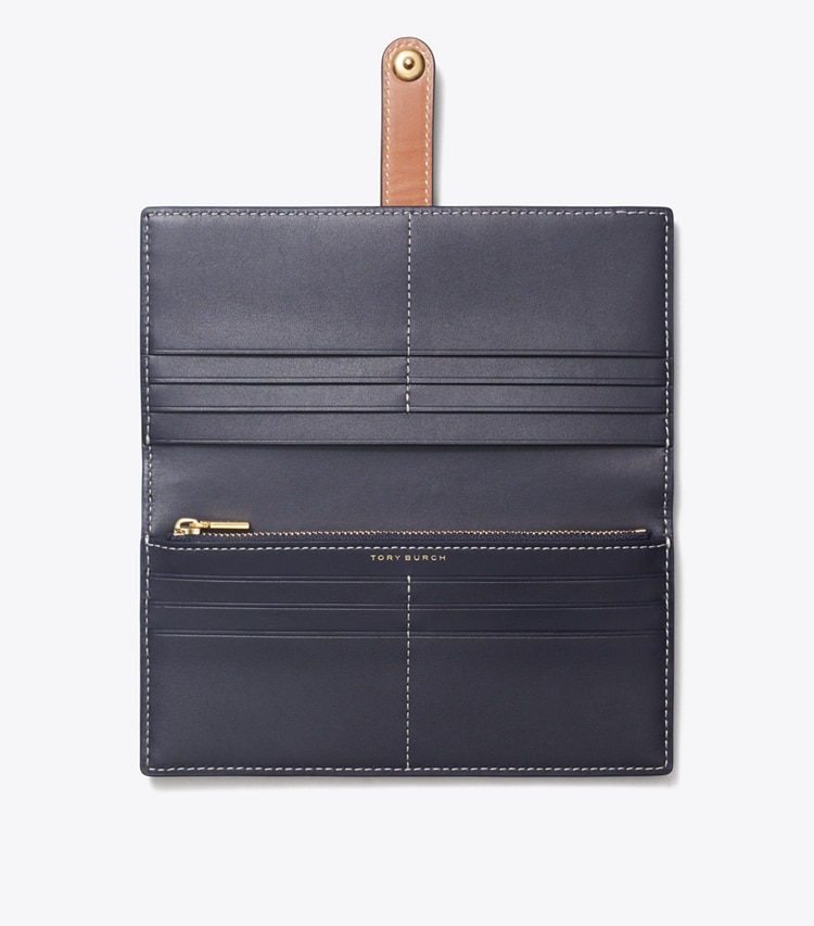 Tory Burch designer wallets T Monogram Zip Slim Wallet in Tory Navy overhead
