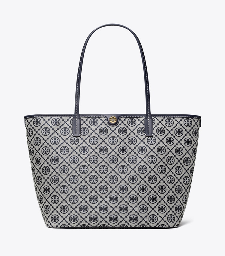 Tory Burch designer tote bags T Monogram Zip Tote in Tory Navy front